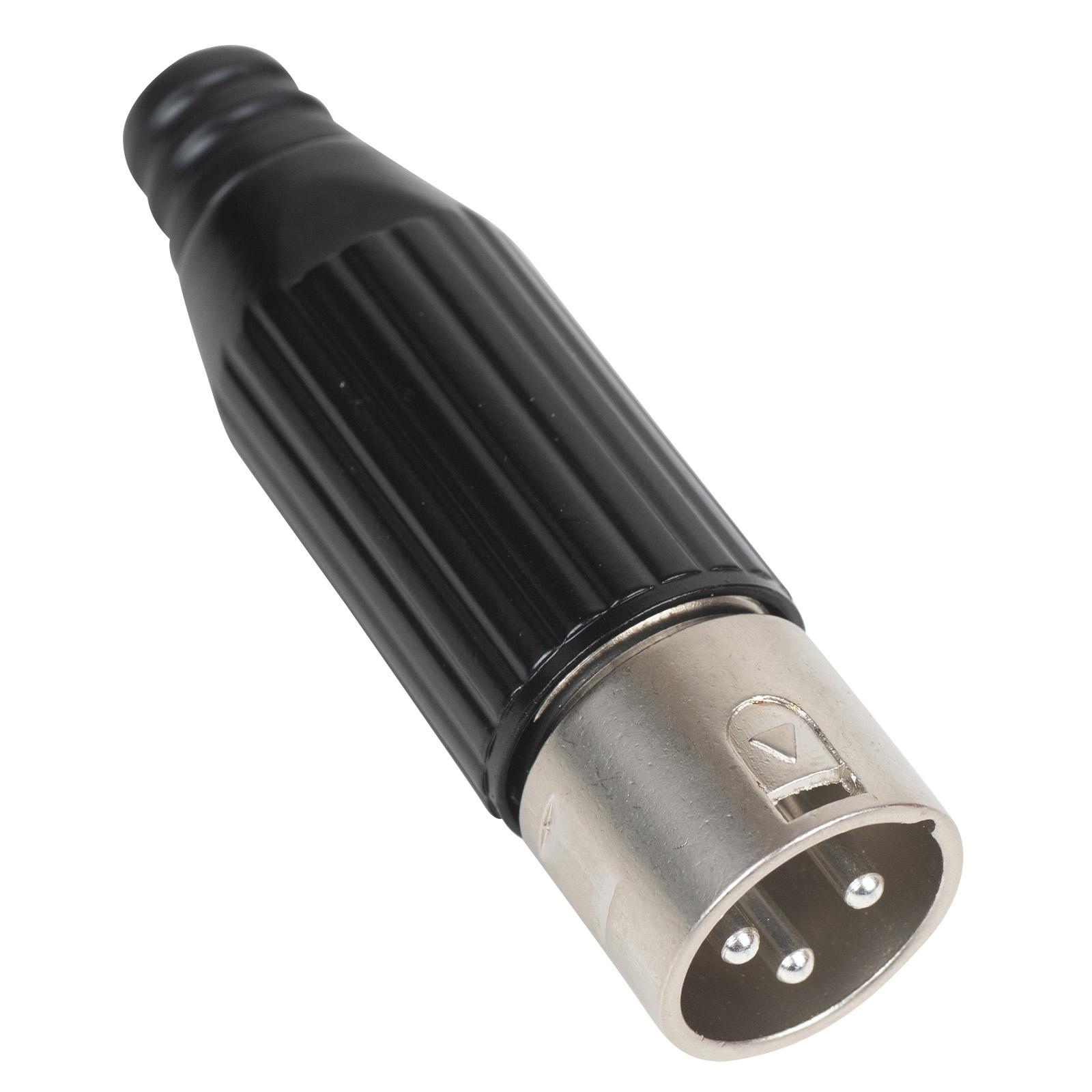 XLR Male 3-Pin Heavy-Duty Metal Screw On Shell with Rubber Strain Relief